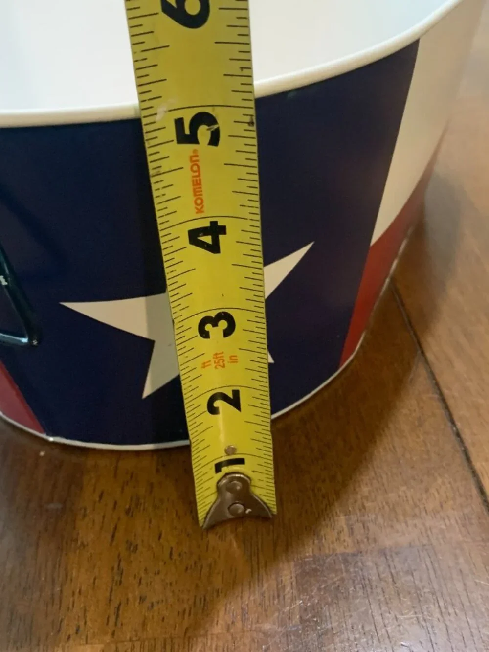 Texas Lone Star Flag Oval Metal Bucket Tub Bin Handles Drink Caddy Decor 14x8x5.